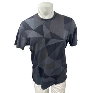 J Brand Men's Gray Black Geometric Print Crewneck Short Sleeve Tee T-shirt Top M